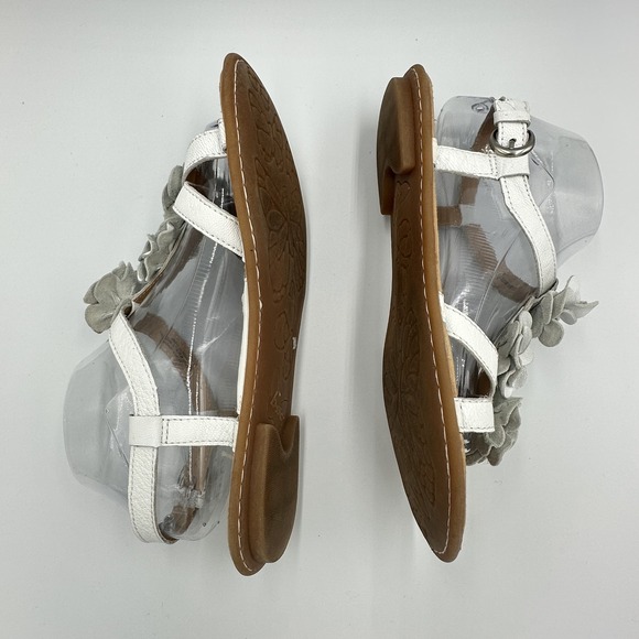 BOC Born Strappy Sandals 9 /40.5 White Leather Floral Ankle Buckle Closure‎ Boho - Picture 6 of 14